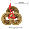 5 sets Chinese Fortune Lucky Coins Feng Shui Good luck Charms Traditional with Red String Wealth Success Access.