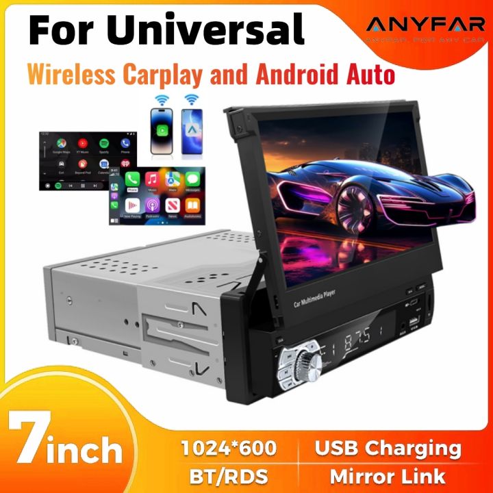 Universal 7 Inch Flip Out Car Stereo 1 Din Car Radio Wireless Carplay ...