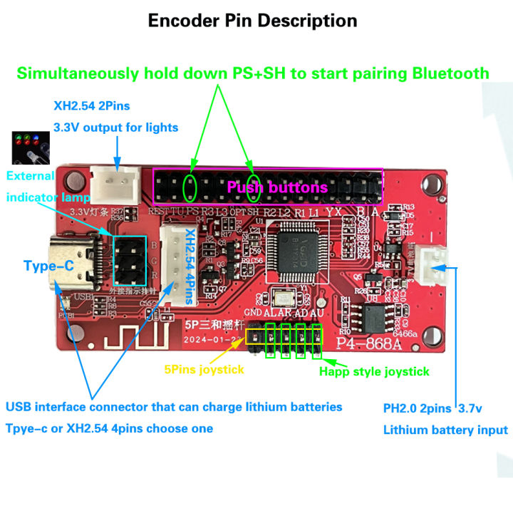 Joystick%20Encoder%20PCB%20Board%20USB%20Arcade%20Zero%20Delay%20Controller%20TO%20PC%20PS3%20PS4%20IOS%20One%20Player%20Wireless%20Bluetooth%20Without%20Battery%20-%20Image%205