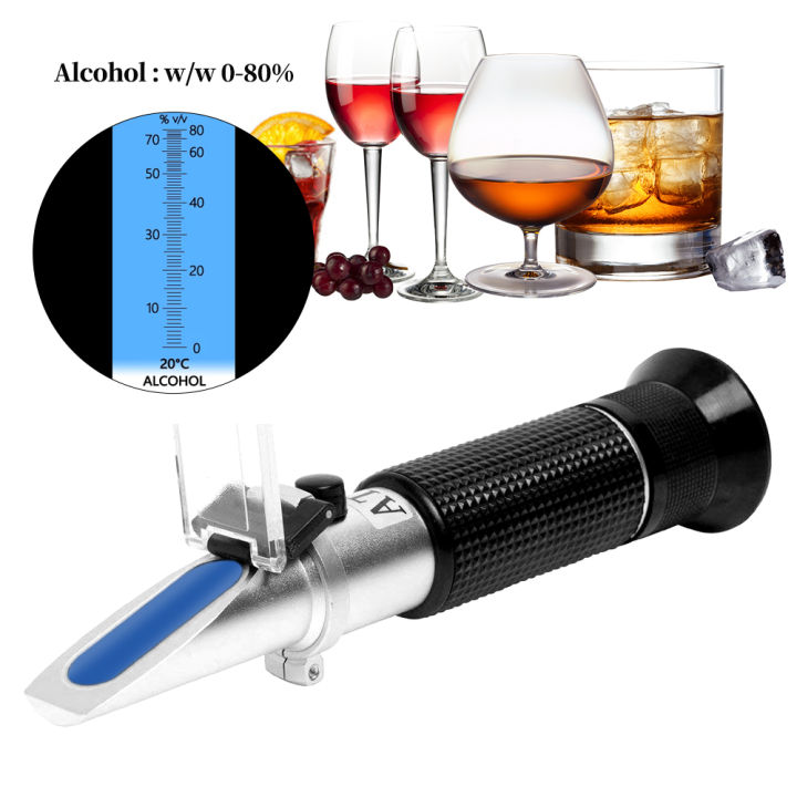 Alcohol Refractometer 0-80% Handheld Beer Spirits Tester Portable ...