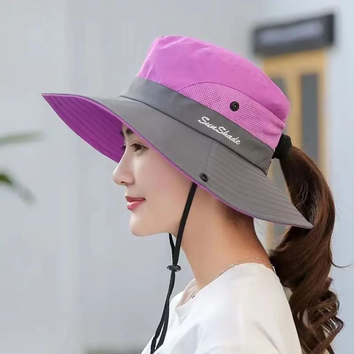 Women'S Summer Sun Hat with Large Brim Breathable and Foldable Sun Protection Fisherman'S Hat Beach Hat Outdoor Fishing Hat