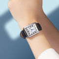 Retro-Style Simple Small Square Watch with Roman Numerals, Trendy and Artistic Quartz Movement Wristwatch.