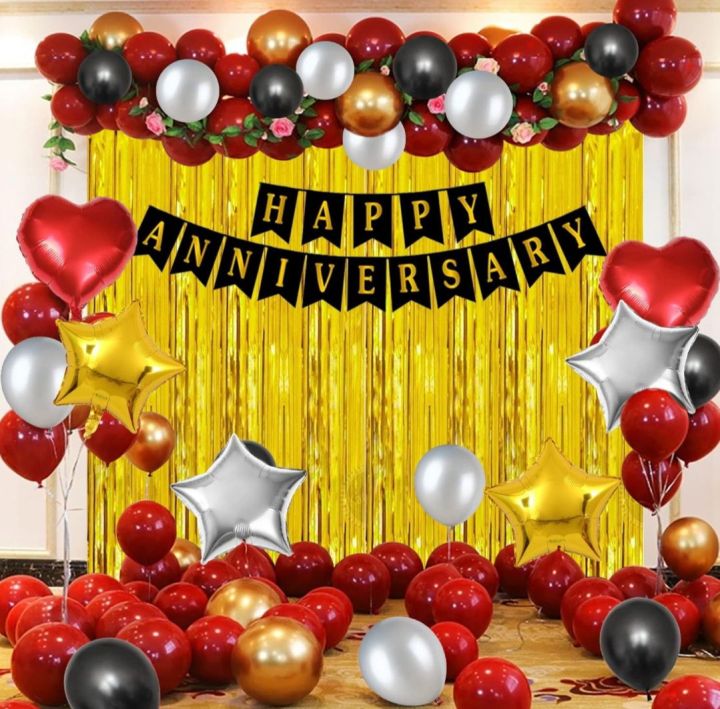 Anniversary Decoration Items Kit - 70Pcs  for Couple, Boyfriend, Husband | Wedding Anniversary Decoration Items