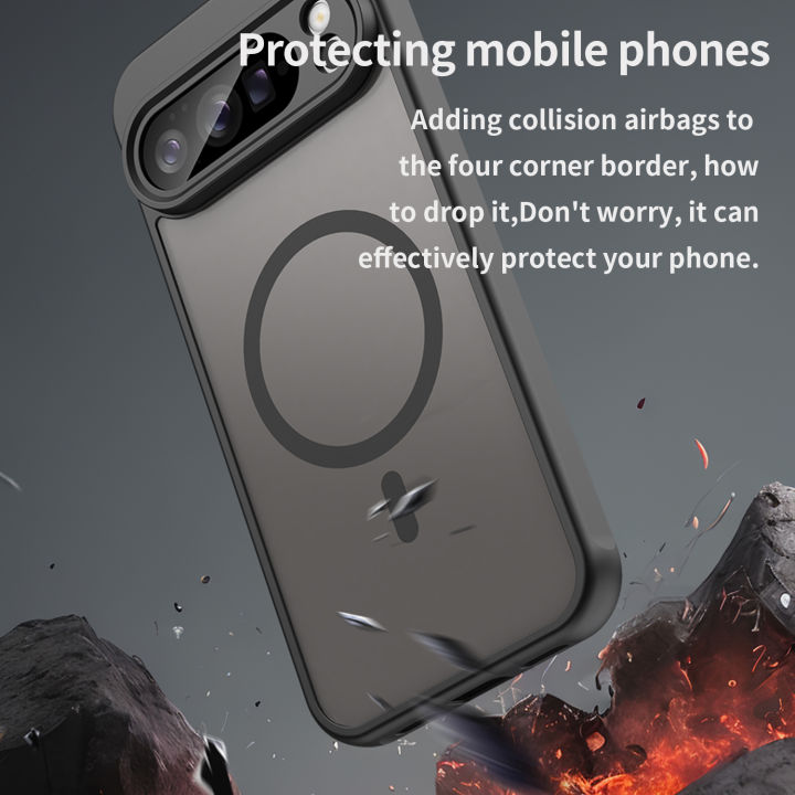 Phone%20Case%20For%20Google%20Pixel%209%2010%20Pro%20XL%209A%20Case%20Magnetic%20Charging%20Matte%20Clear%20Shockproof%20Cover%20Translucent%20Frosted%20-%20Image%202