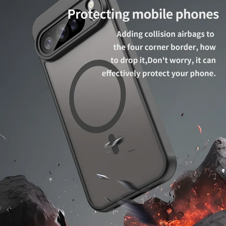 Phone%20Case%20For%20Google%20Pixel%209%2010%20Pro%20XL%209A%20Case%20Magnetic%20Charging%20Matte%20Clear%20Shockproof%20Cover%20Translucent%20Frosted%20-%20Image%202