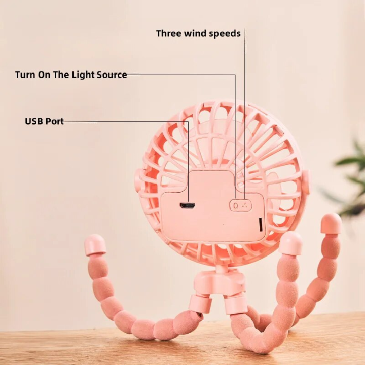 Multi%20Functional%20Student%20Baby%20Stroller%20Portable%20USB%20Rechargeable%20Lithium%20Battery%20Octopus%20Mini%20Fan%20-%20Image%203
