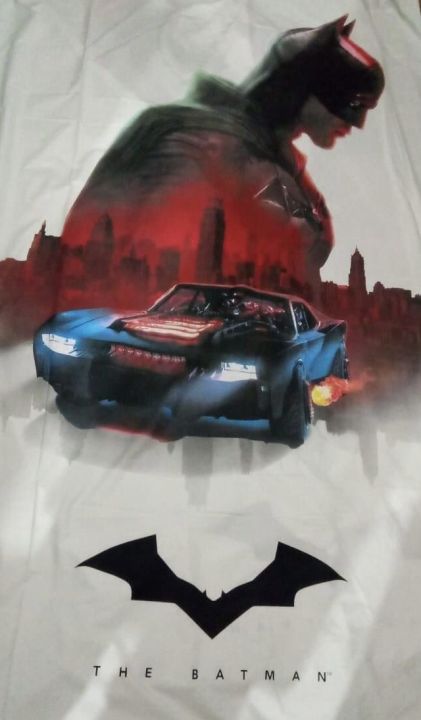 BEDDING - BATMAN CARTOON CHARACTER KIDS BEDSHEET FAST COLOUR COTTON 100 PERCENT WITH PILLOW COVER