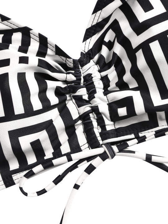 Women's%20Beach%20Summer%20Geometric%20Print%20Three-Piece%20Swimsuit%20Set%20with%20Long%20Sleeve%20Beach%20Cover-Up,%20Polyester%20Knit%20Fabric%20with%20Elasta%20-%20Image%203