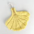 Soft Double Layer Leaf Style Hand Towel Thickened Absorbent Hanging Hand Cloth Speed Dry Handkerchief Kitchen Rag.
