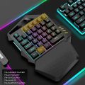Hozee G60 One-Handed RGB Gaming Keyboard, USB Wireless Rainbow Letters Glow Single Hand Mechanical Feeling Keyboard with Wrist Rest Support, Portable 35 Keys for Laptop, PC, Computer HozeeoZ3u8hby. 