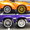 1/64 Wheels with Fixed Rubber Tires Pentagram Spoke for Toy Model Diecast Cars Refiting Parts for Hotwheels (5 sets for 5 Cars). 