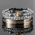 Luxury Set Men Bracelet Stainless Steel Handmade Rope Bangles Men Eagle Bracelets With Tigereye Natural Stone Gift Accessories. 