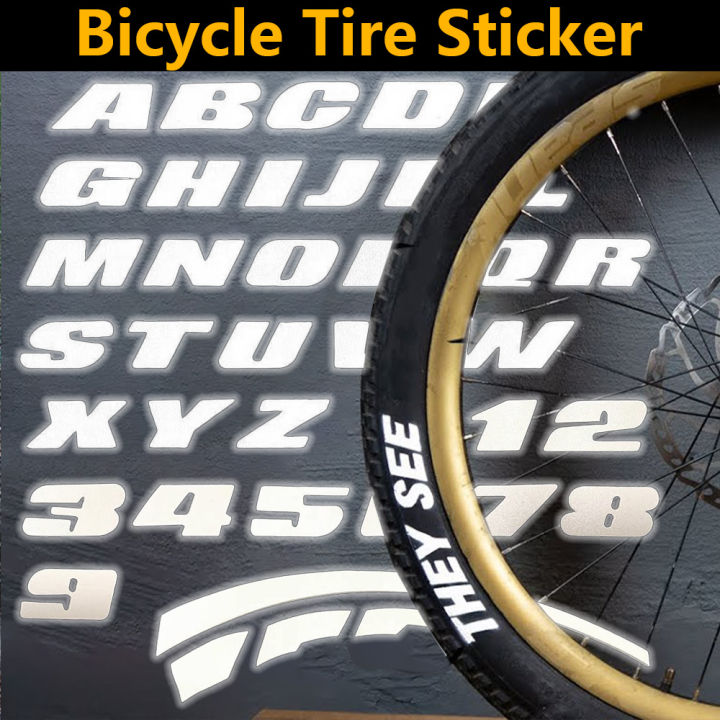 DIY Bicycle Tire Letter Sticker Reflective Waterproof Road Mountain ...