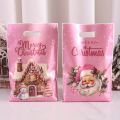 50pcs Pink Merry Christmas  Bags Santa Claus Candy Bags for Home 2025 Winter Holiday Christmas Decoration Navidad . 