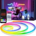Neon Led Strip Light 5V RGBIC Neon Strip Lights 1M 2M 3M 5M Waterproof Flex Ribbon Led Tape for Room Wall Decor Music Sync. 