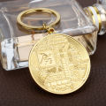 Classic virtual currency design, metal keychain, gold coin commemorative coin key pendant, men's keychain, birthday gift. 