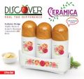 Discover CERAMICA 3pcs salt n pepper shaker with chrome lid n tray.. 