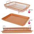 Oil Frying Baking Pan Grill Crispy Mesh Stainless Steel Baking Tray Copper For Oven Air Fryer BBQ Non-stick Chips Basket.