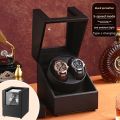 Double Watch Winder for Automatic Watches Automatic Watch Winder Leather Box 2 Slots Watch Winder for Men with Quiet Motor. 