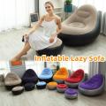 Inflatable Lazy Sofa Chair PVC Flocking Foldable Sofa With Slip-on Lunch Lounge Chair Set. 