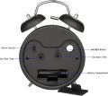 4 Inch Twin Bell Loud Alarm Clock Metal Frame 3D Dial with Backlight Battery Operate Desk Table Alarm Clock For Home and Office. 