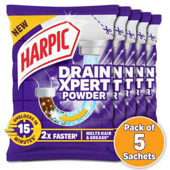 Harpic%20Drain%20Cleaning%20Xpert%20Powder%2045g%201pc%20x5%20-%20Image%202