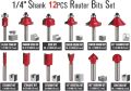 12pcs Router Bit set 1/4" Shank For wood working. 
