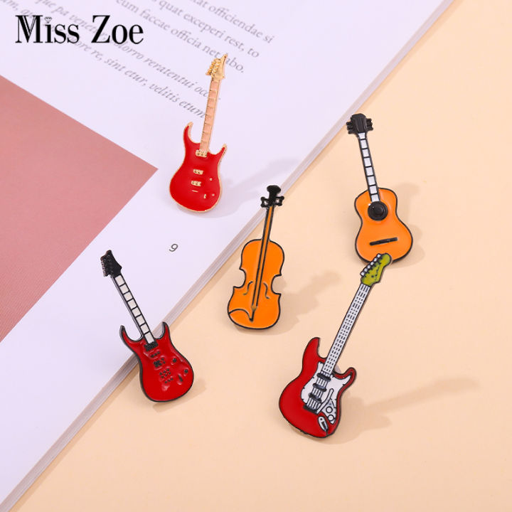 Rock Band Enamel Pins Custom Bass Guitar Brooches Musical Instrument