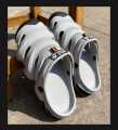 Men's Casual Hollow-Out Clogs – Super Soft, Breathable & Non-Slip Outdoor Sandals – Light Grey X Black.