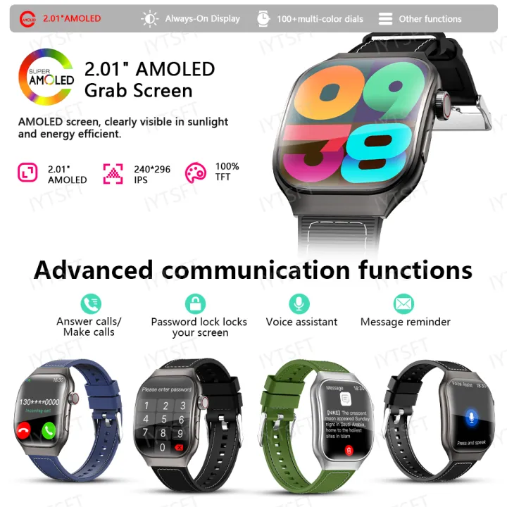 LAXASFIT%20New%20Curved%20Screen%20Women's%20Smart%20Watch%202.01''%20AMOLED%20HD%20Touch%20Screen%20Bluetooth%205.3%20Voice%20Call%20Men's%20Fitness%20Smart%20Watch%20-%20Image%202