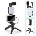 STTKGZD Smartphone Vlogging Kit With Tripod Phone Holder Mini Microphone Fill Light Starter Handle Portable Stabilizer Bracket.