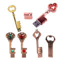 Metal Heart Shaped Key USB 2.0 High-speed Flash Drive 64GB Copper Love Pen Drive 32GB Memory Stick Fashion Business Gift U Disk. 