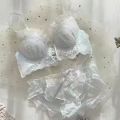Sweet Japanese Ladies Bra Set Small Breasts Gathered Lace Mesh Sexy Bra Set Girls Court Lingerie Fairy Bra Lingerie. 
