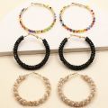 6 Pieces Summer Exaggerated Ladies Color Handmade Rice Bead Hoop Earrings All-match Casual Earrings Jewelry SetAll-match CAS. 