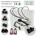 Universal Max 100W Built-in Car Seat Heater Kit Fit 2 Seats with 12V Carbon Fiber Heating Pads 3 Levels Control Switch System.