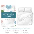 Disposable four piece bed sheet set, duvet cover, pillowcase, hotel travel portable bed sheet, double bedding. 