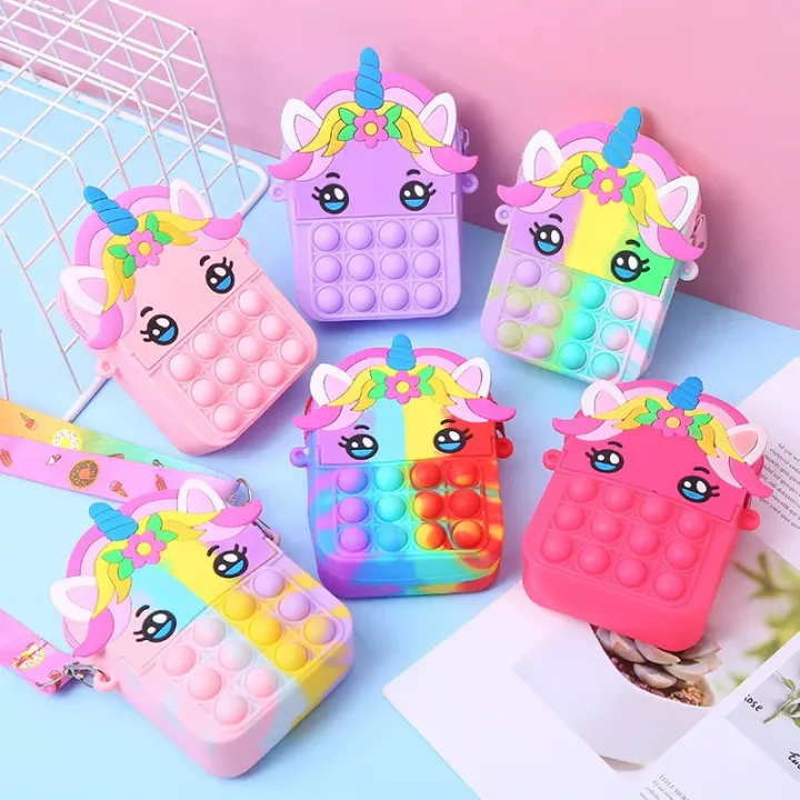 Girls%20Toys%20Silicone%20Cute%20Unicorn%20Messenger%20Bag%20Coin%20Purse%20Children's%20Decompression%20Pop%20Fidget%20Toys%20-%20Image%202