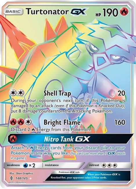 Pokemon Rainbow Turtonator GX Card