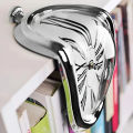 Vintage Silver Twisted Melting Clock Creative Melting Right-angle Silent Clock Decoration Home Office. 