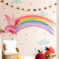 Rainbow Wall Decal Waterproof Sticker Rainbow Butterflies Clouds Star Flower Wall Decals for Nursery Kids Girls Bedroom Decor. 