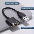 USB Sound Card Adapter with 3.5mm Headphone and Microphone Jack Braided Cable External USB Audio Adapter for Windows Mac Laptop. 