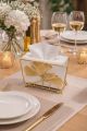 Creative Gold Metal Tissue Holder Storage Organizer Napkin Holder For Dinner Table.
