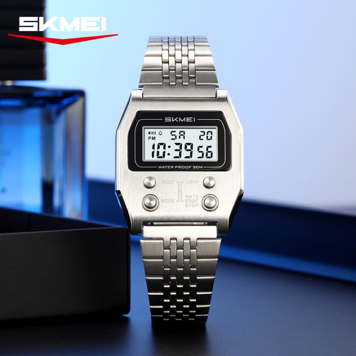  2460 Fashion Brand Men's Electronic Watch Multifunction Luminous Calendar Waterproof Steel Strap Sport Men Digital Watches skmei 2460