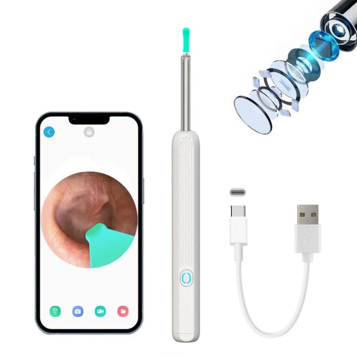 Wireless Visual Ear Wax Removal Safe Endoscope Earpick with Camera 1080P Luminous Otoscope Ear Cleaning Tools