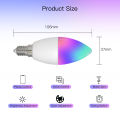 MOES Zigbee LED Light Bulb E14 Candle Lamp Smart 5W RGBCCT 2200-6500K Dimmable  Tuya Alexa  Voice Control. 