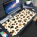 Trendy Brown Leopard Print Large Desk Mat, Minimalist Leopard Extended Mouse Pad, Non-Slip Desk Pad for Home Office Decor. 