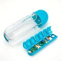 Portable Water Bottle With Built-in Pill Box for Medicines, Vitamins, Perfect for Outdoor, Gym, Fitness, Camping and Traveling. 