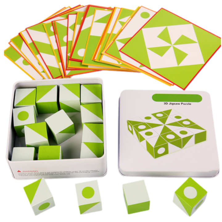 Wooden 3D Puzzles Game Geometric Shape Logic Thinking Educational Toy for Kids Early Learning Intellectual Children's 