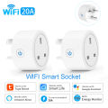 Tuya Smart Socket WiFi 20A  UK Plug Home Alexa Voice Control With Energy Monitering Timer Function Power Outlet Set 3-pin. 