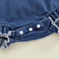 Baby Girl 2Pcs Summer Outfits Ruffle Sleeveless Bowknot Embroidery Denim Romper with Headband Set Newborn Clothes. 